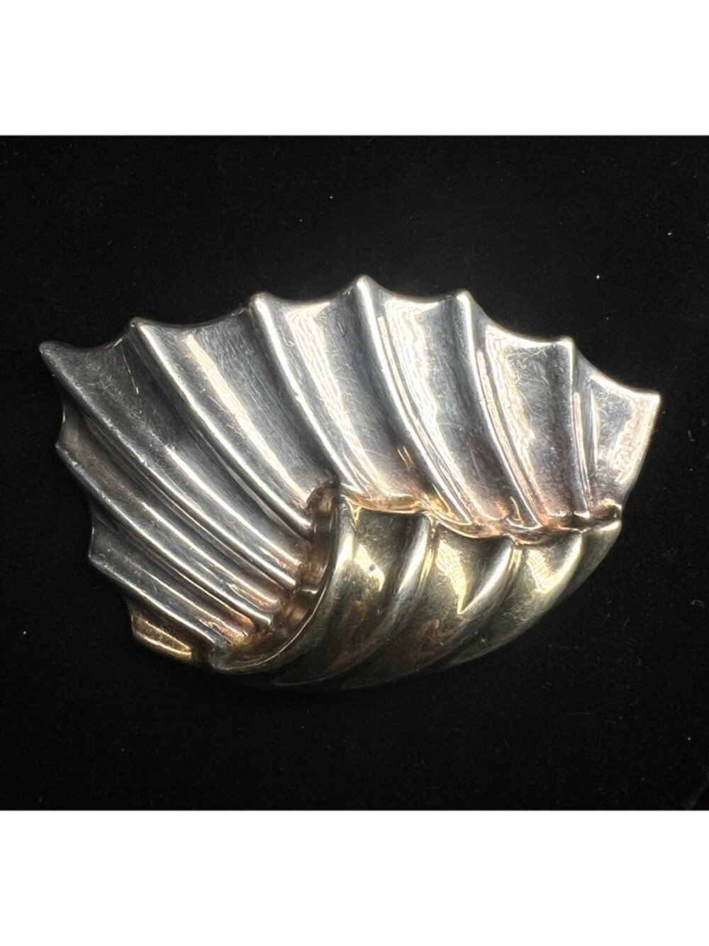 Vintage Modernist Sterling Silver Two Tone Brooch Pendant 50.3g 4" Statement